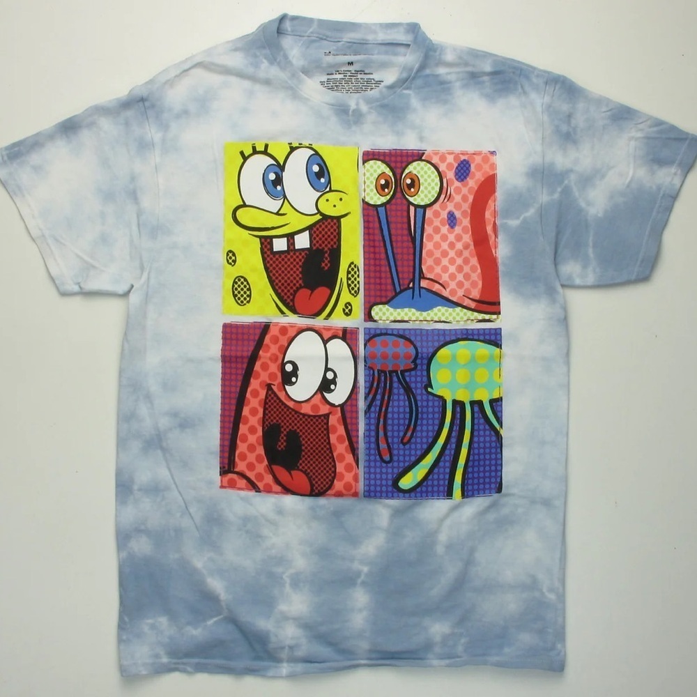 SpongeBob SquarePants Patrick & Gary Blue Tie Dye T-shirt Size Large unisex